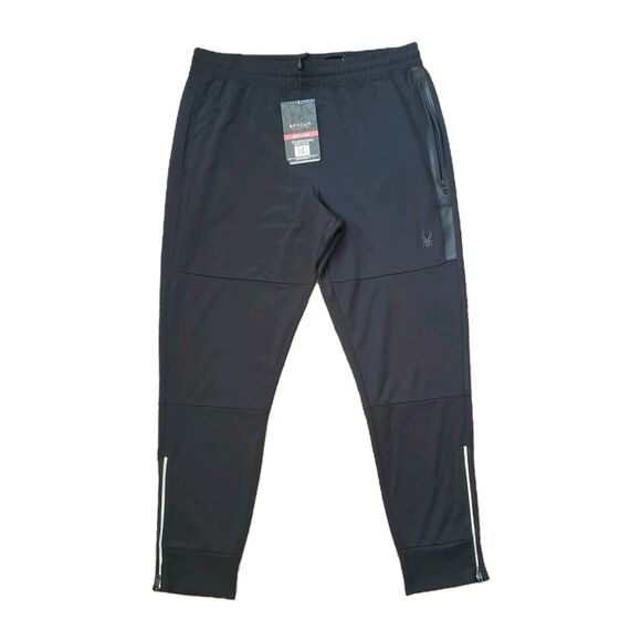 NWT Spyder Active ProWeb Men's XL Vlack Zip Pocket Polyester Jogger Sweatpants - Picture 1 of 9